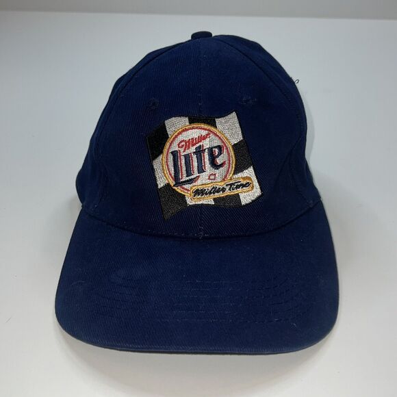 Seba Miller Light Miller Time Ball Cap Blue Racing Flag Dad Baseball Hat Vintage - Picture 1 of 7